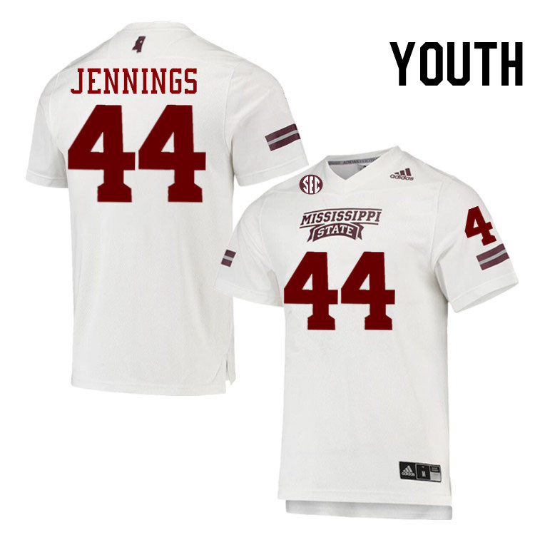 Youth #44 Branden Jennings Mississippi State Bulldogs College Football Jerseys Stitched-White